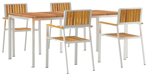 VidaXL Kert étkező szett 5 pcs Barna tömör akácfa