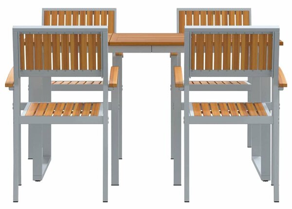 VidaXL Kert étkező szett 5 pcs Szürke és barna 140 x 80 x 75 cm