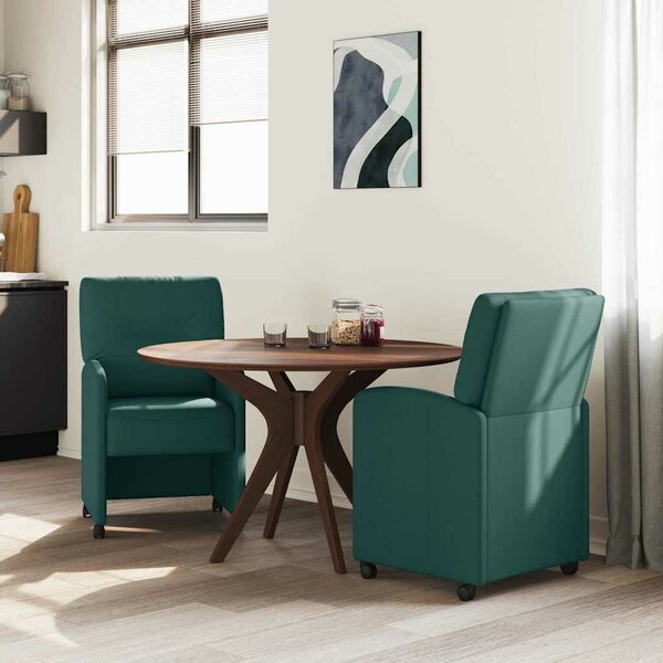 VidaXL Kerekes Étkező Székek 2 pcs Sötétzöld 57 x 67 x 95 cm szövet