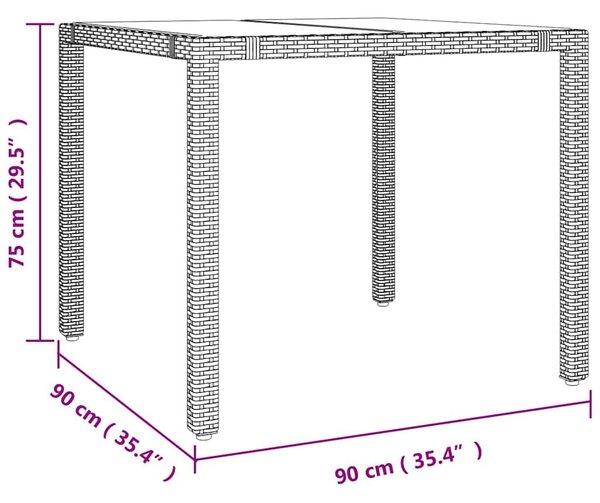 VidaXL Kert étkező szett 5 pcs Bézs 90 x 90 x 75 cm polirattan