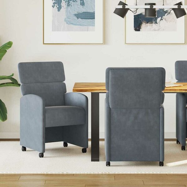 VidaXL Kerekes Étkező Székek 2 pcs Sötétszürke 58 x 65 x 98 cm Bársony