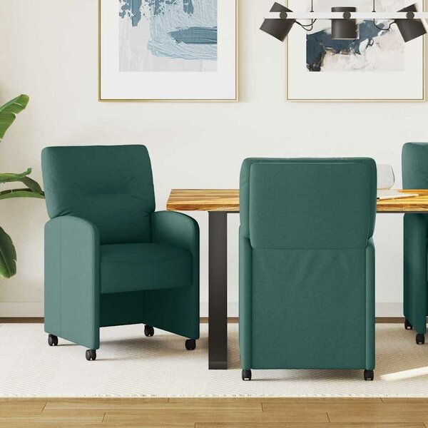 VidaXL Kerekes Étkező Székek 2 pcs Sötétzöld 57 x 67 x 95 cm szövet