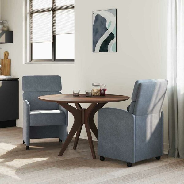 VidaXL Kerekes Étkező Székek 2 pcs Sötétszürke 58 x 65 x 98 cm Bársony