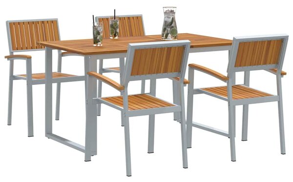 VidaXL Kert étkező szett 5 pcs Szürke és barna 140 x 80 x 75 cm