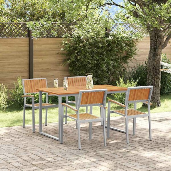 VidaXL Kert étkező szett 5 pcs Szürke és barna 140 x 80 x 75 cm