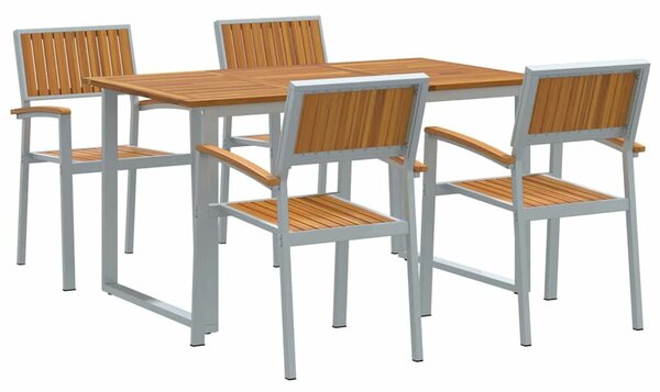 VidaXL Kert étkező szett 5 pcs Szürke és barna 140 x 80 x 75 cm