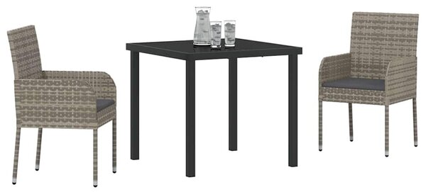 VidaXL Kert étkező szett párnával 3 pcs Szürke Poli rattan
