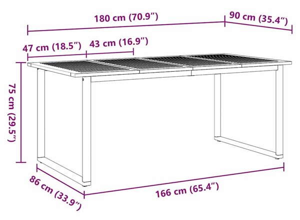 VidaXL Kert étkező szett 7 pcs Szürke Tömör Akácfa