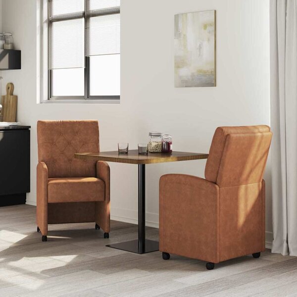 VidaXL Kerekes Étkező Székek 2 pcs Barna 58 x 67 x 97 cm Műbőr