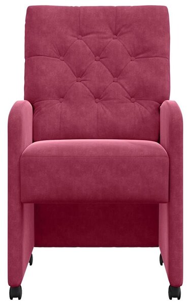 VidaXL Kerekes Étkező Székek 2 pcs bordó 58 x 67 x 97 cm Bársony