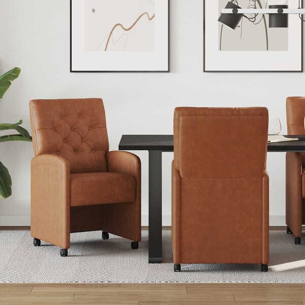 VidaXL Kerekes Étkező Székek 2 pcs Barna 58 x 67 x 97 cm Műbőr