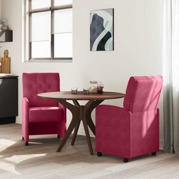 VidaXL Kerekes Étkező Székek 2 pcs bordó 58 x 67 x 97 cm Bársony