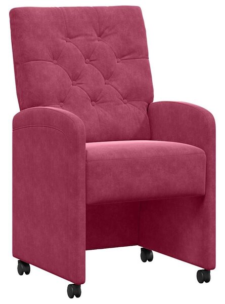 VidaXL Kerekes Étkező Székek 2 pcs bordó 58 x 67 x 97 cm Bársony