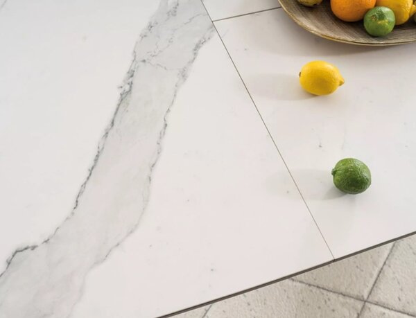 Armani Ceramic Bővíthető Márvány Hatású Étkezőasztal Fehér-Fekete