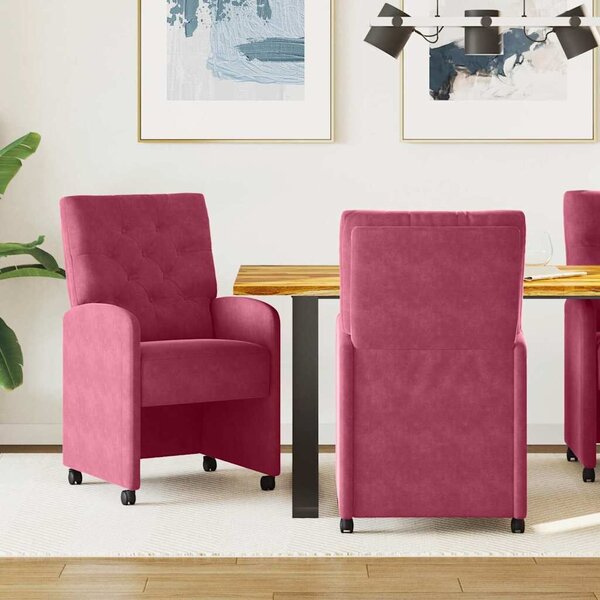 VidaXL Kerekes Étkező Székek 2 pcs bordó 58 x 67 x 97 cm Bársony