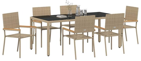 VidaXL Kert étkező szett 7 pcs Bézs, Fekete 190 x 90 x 75 cm