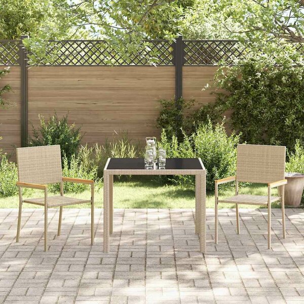 VidaXL Kert étkező szett 3 pcs Bézs 90 x 90 x 75 cm polirattan