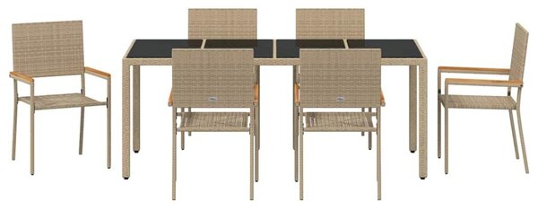 VidaXL Kert étkező szett 7 pcs Bézs, Fekete 190 x 90 x 75 cm