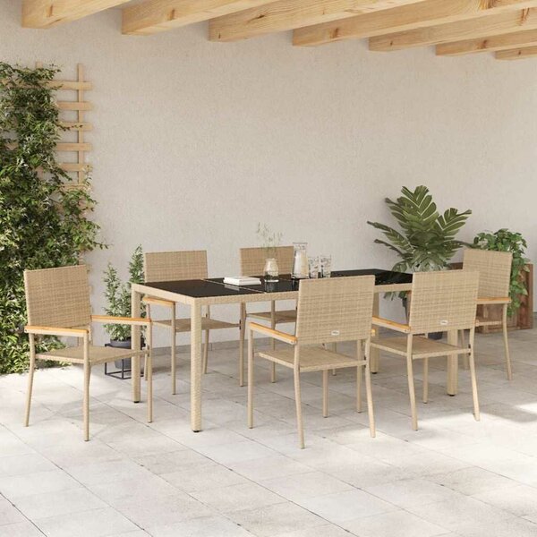 VidaXL Kert étkező szett 7 pcs Bézs, Fekete 190 x 90 x 75 cm