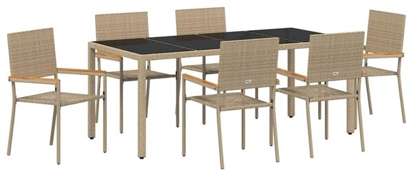 VidaXL Kert étkező szett 7 pcs Bézs, Fekete 190 x 90 x 75 cm
