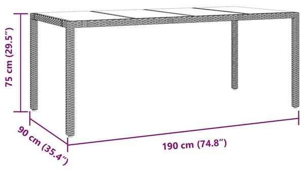 VidaXL Kert étkező szett 7 pcs Bézs, Fekete 190 x 90 x 75 cm