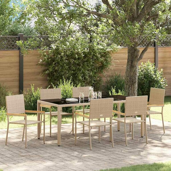 VidaXL Kert étkező szett 7 pcs Bézs, Fekete 190 x 90 x 75 cm