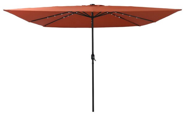 VidaXL Négyzet alakú Kerti Napernyő LED Fénnyel 295x245 cm Terrakotta