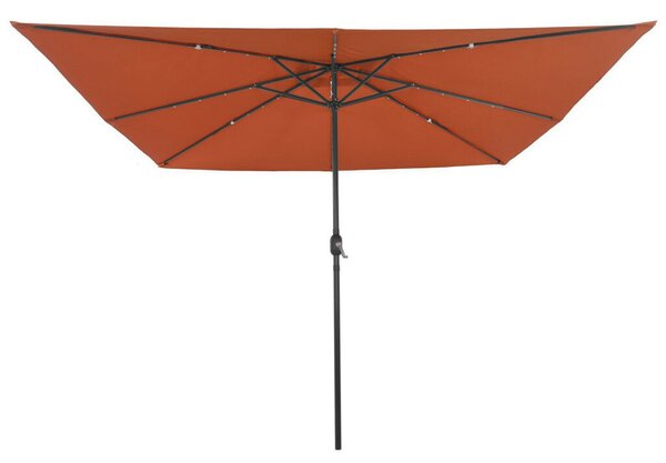 VidaXL Négyzet alakú Kerti Napernyő LED Fénnyel 295x245 cm Terrakotta
