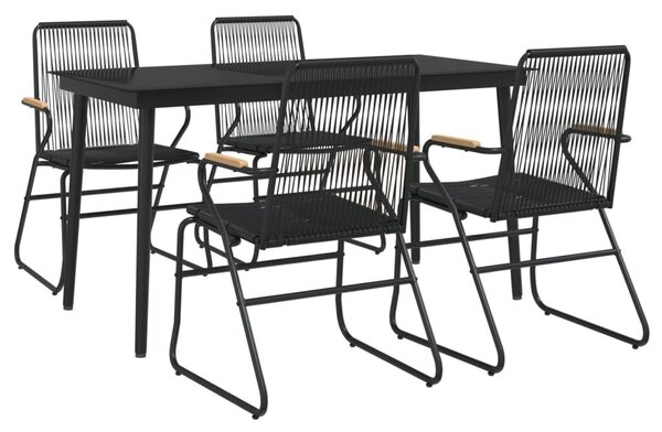 5 részes fekete PVC rattan kerti étkezőgarnitúra