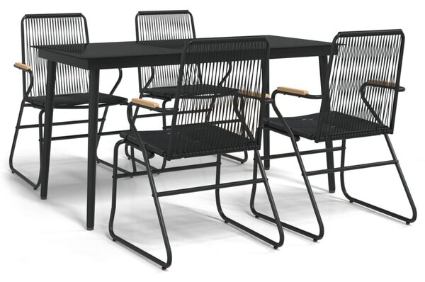 5 részes fekete PVC rattan kerti étkezőgarnitúra