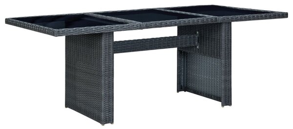 7 részes sötétszürke polyrattan kültéri étkezőszett párnákkal