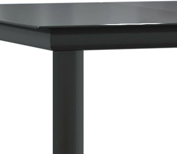 5 részes fekete és szürke polyrattan kerti étkezőszett párnával