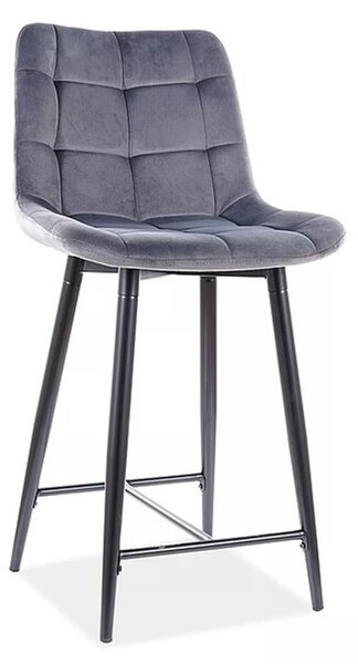 Chic H-2 Bárszék Velvet Szürke Kárpitozott Fémvázas