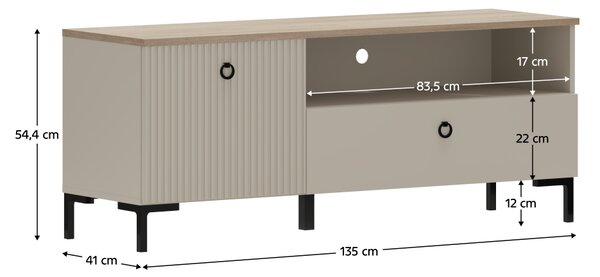 TV-állvány, szürkésbarna Taupe/silverjack tölgy, DOMCA 1K1S