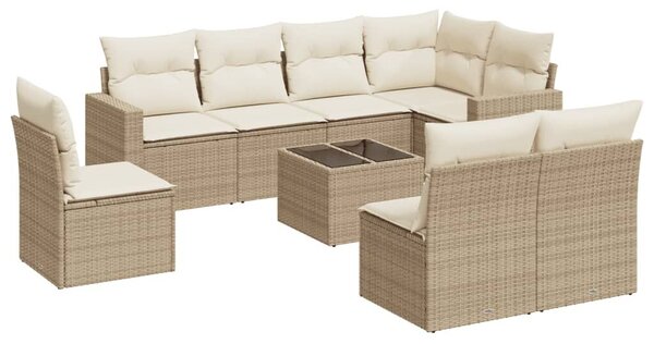 VidaXL Polyrattan Kerti Ülőgarnitúra - 9 részes - Bézs