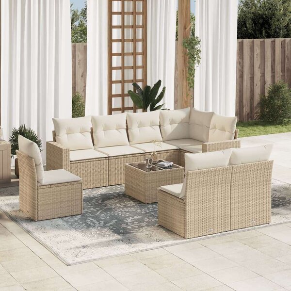VidaXL Polyrattan Kerti Ülőgarnitúra - 9 részes - Bézs