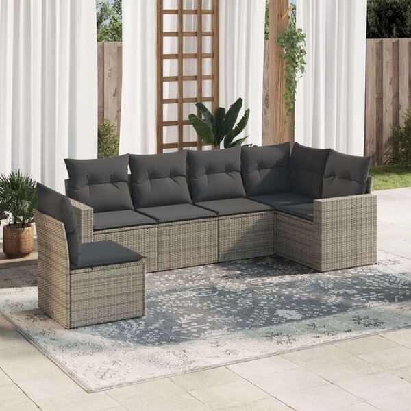 VidaXL Polyrattan Kerti Ülőgarnitúra - 6 részes - Szürke