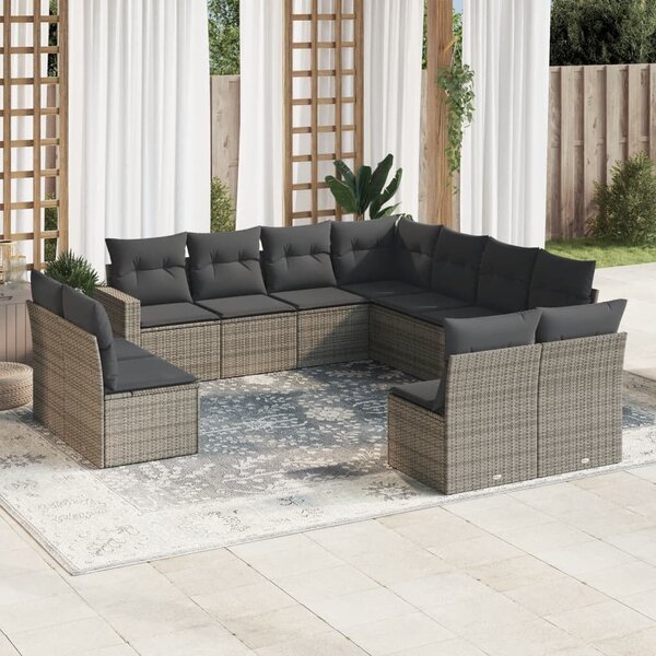 VidaXL Polyrattan Kerti Ülőgarnitúra - 11 részes - Szürke