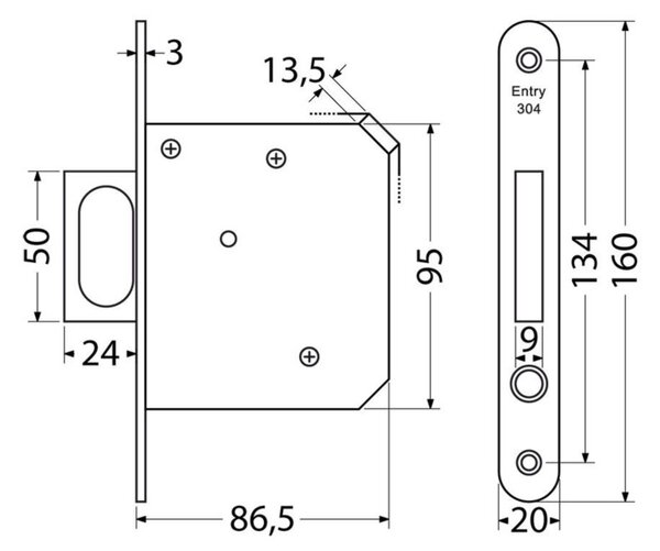 EN.304.PULL.20 tolóajtó zár
