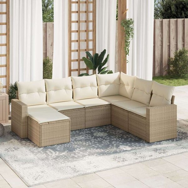 VidaXL Polyrattan Kerti Ülőgarnitúra - 7 részes - Bézs