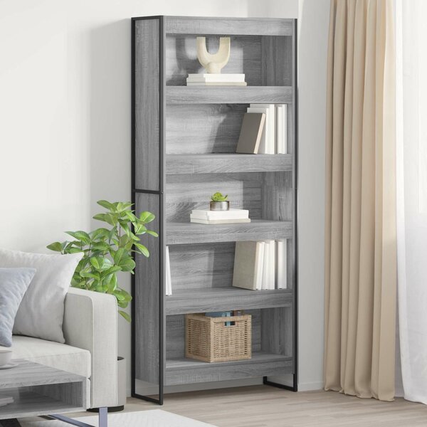 VidaXL Könyvespolc 2 pcs Szürke Sonoma 80 x 30 x 189,5 cm Faanyag