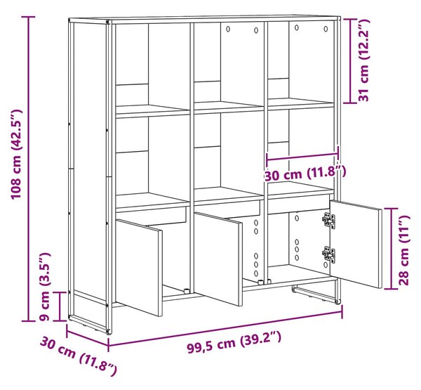 VidaXL Könyvespolc 2 pcs Füstös tölgy 99,5 x 30 x 108 cm Faanyag