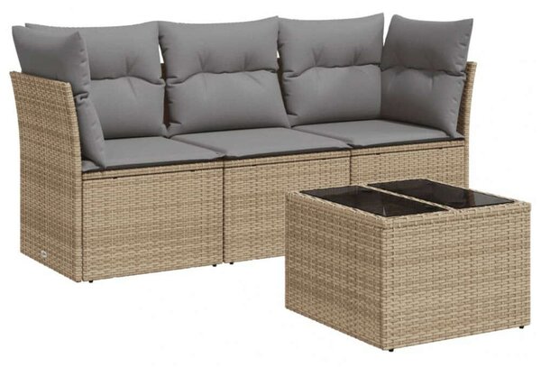 VidaXL 4 részes bézs polyrattan kerti ülőgarnitúra párnákkal