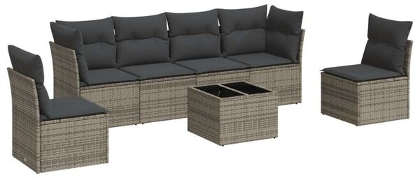 VidaXL Polyrattan Kerti Ülőgarnitúra - 7 részes - Szürke