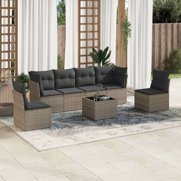 VidaXL Polyrattan Kerti Ülőgarnitúra - 7 részes - Szürke
