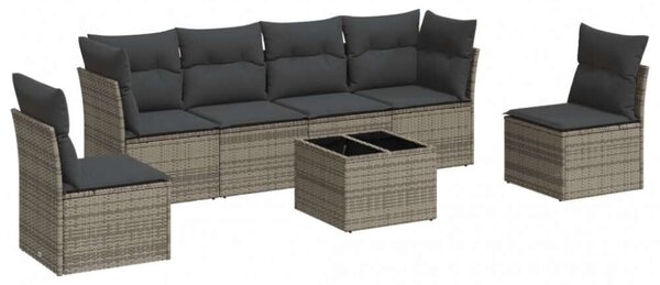VidaXL Polyrattan Kerti Ülőgarnitúra - 7 részes - Szürke