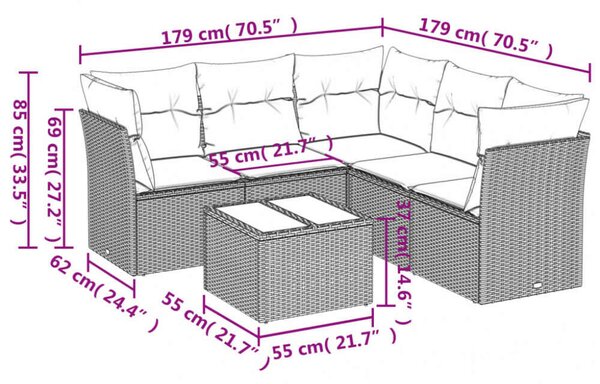 VidaXL Polyrattan Kerti Ülőgarnitúra - 6 részes - Bézs