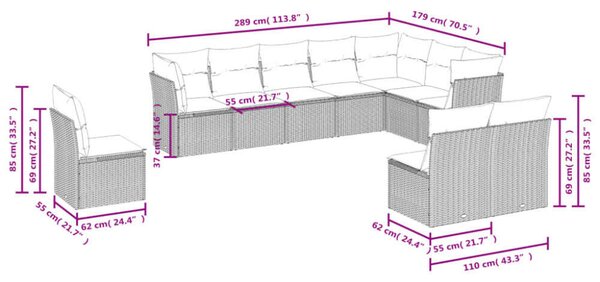 VidaXL Polyrattan Kerti Ülőgarnitúra - 10 részes - Bézs