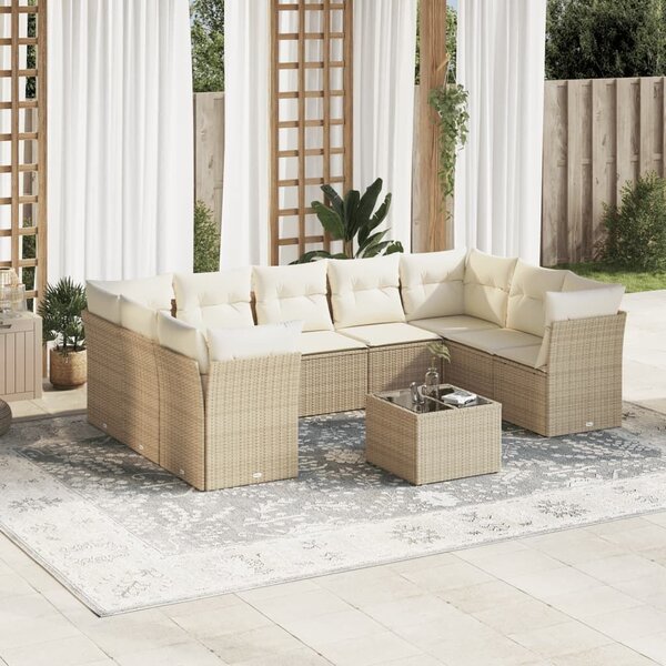 VidaXL Polyrattan Kerti Ülőgarnitúra - 10 részes - Bézs