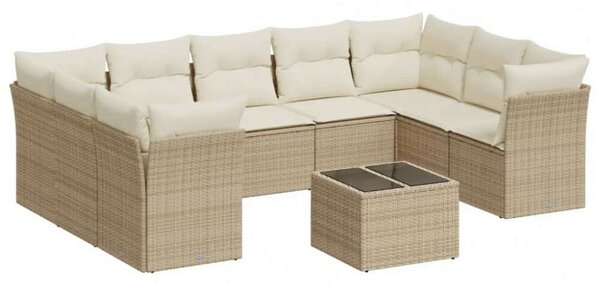 VidaXL Polyrattan Kerti Ülőgarnitúra - 10 részes - Bézs